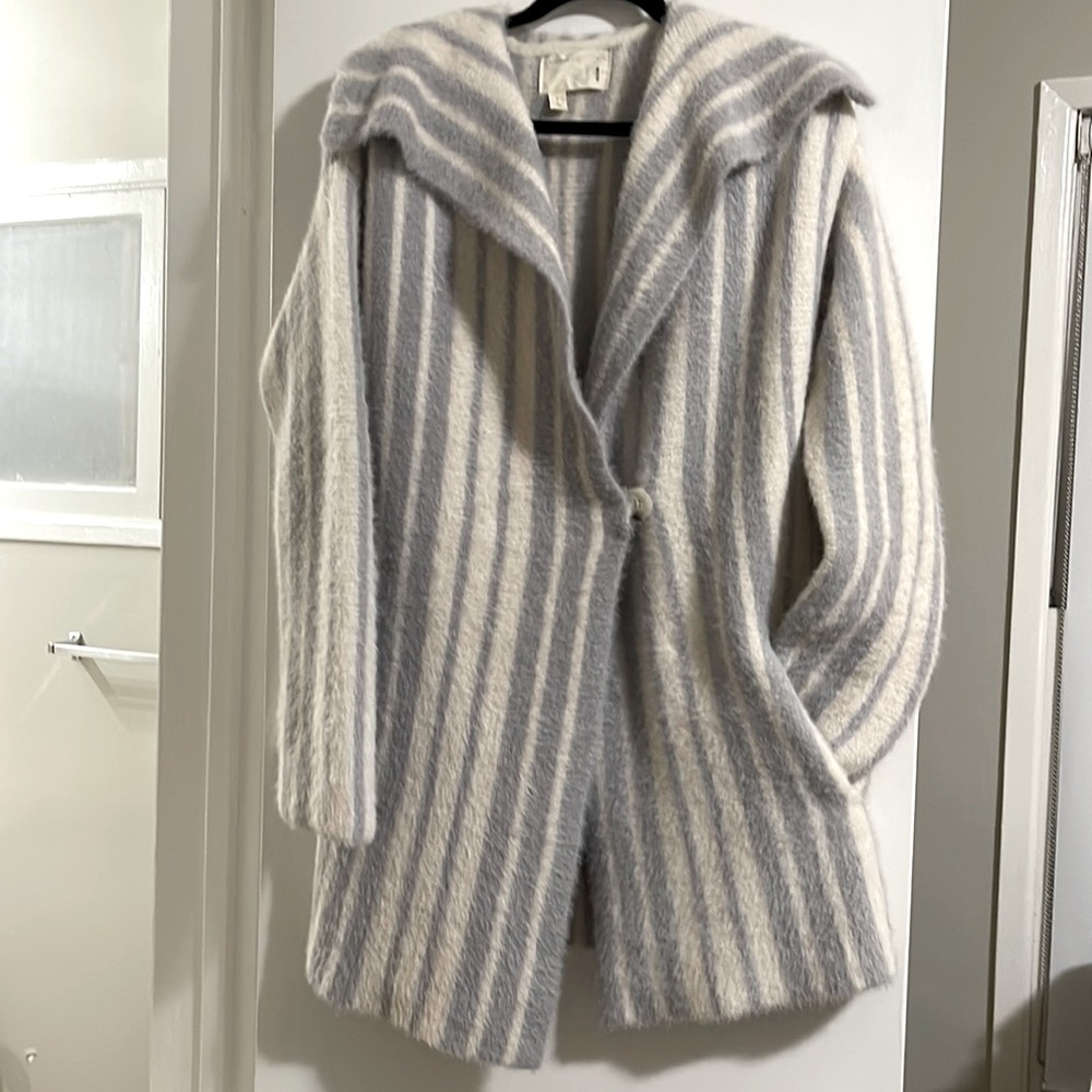 Cozy soft striped sweater coat